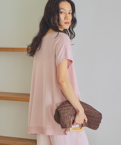 Elura(エルーラ)の「≪接触冷感≫Tシャツ風ニット/869675(ニット/セーター・レディース・ホワイト/ライトピンク/ブラック/カーキ/ターコイズブルー・FREE)」の10枚目の写真