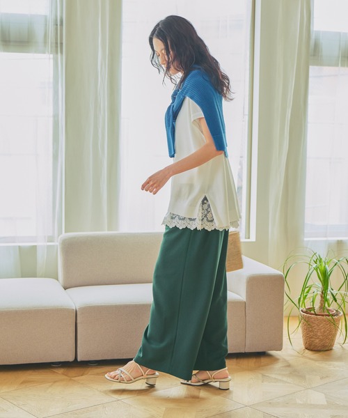 Elura(エルーラ)の「≪接触冷感≫Tシャツ風ニット/869675(ニット/セーター・レディース・ホワイト/ライトピンク/ブラック/カーキ/ターコイズブルー・FREE)」の8枚目の写真