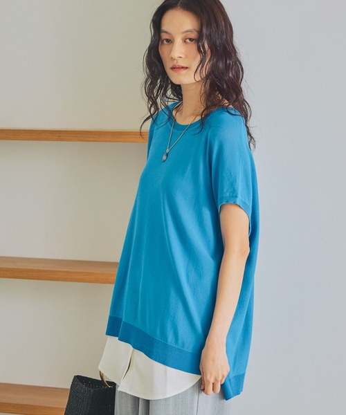 Elura(エルーラ)の「≪接触冷感≫Tシャツ風ニット/869675(ニット/セーター・レディース・ホワイト/ライトピンク/ブラック/カーキ/ターコイズブルー・FREE)」の18枚目の写真
