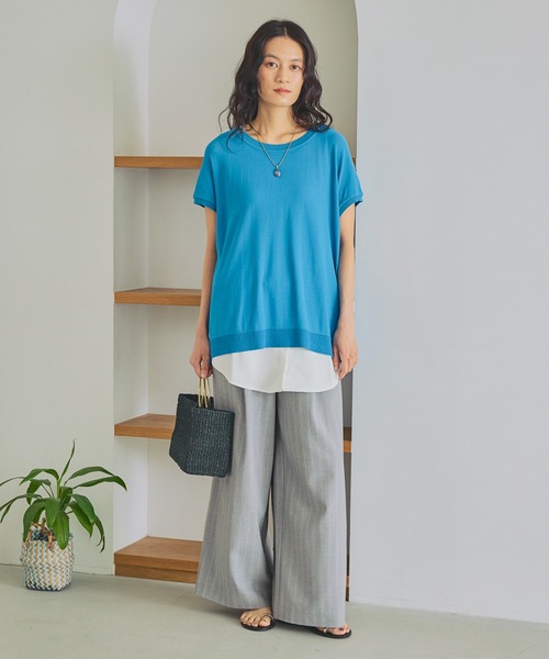 Elura(エルーラ)の「≪接触冷感≫Tシャツ風ニット/869675(ニット/セーター・レディース・ホワイト/ライトピンク/ブラック/カーキ/ターコイズブルー・FREE)」の19枚目の写真