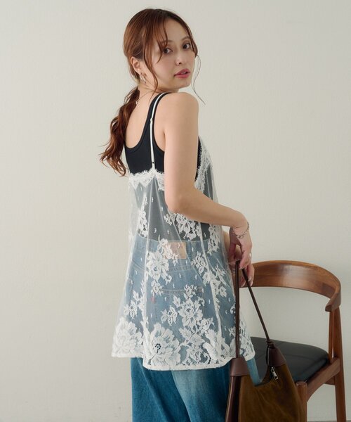 DISCOAT(ディスコート)の「【Noka/WEB限定】前ボタンヴィンテージキャミチュニック(シャツ/ブラウス・レディース・ブラック/オフホワイト・FREE)」の3枚目の写真