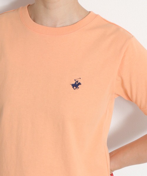 BEVERLY HILLS POLO CLUB(ビバリーヒルズポロクラブ)の「【BEVERLY HILLS POLO CLUB】ロゴ刺繍コンパクト半袖Tee(Tシャツ/カットソー・レディース・ホワイト/オレンジ/スミクロ・M)」の6枚目の写真