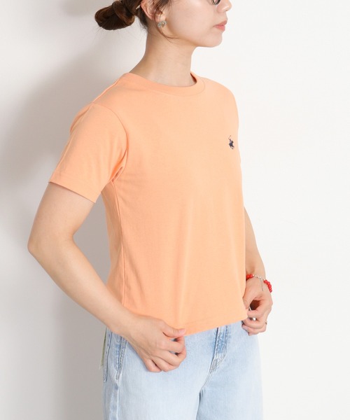 BEVERLY HILLS POLO CLUB(ビバリーヒルズポロクラブ)の「【BEVERLY HILLS POLO CLUB】ロゴ刺繍コンパクト半袖Tee(Tシャツ/カットソー・レディース・ホワイト/オレンジ/スミクロ・M)」の4枚目の写真