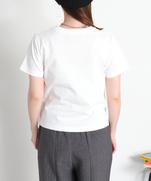 BEVERLY HILLS POLO CLUB(ビバリーヒルズポロクラブ)の「【BEVERLY HILLS POLO CLUB】ロゴ刺繍コンパクト半袖Tee(Tシャツ/カットソー・レディース・ホワイト/オレンジ/スミクロ・M)」の13枚目の写真