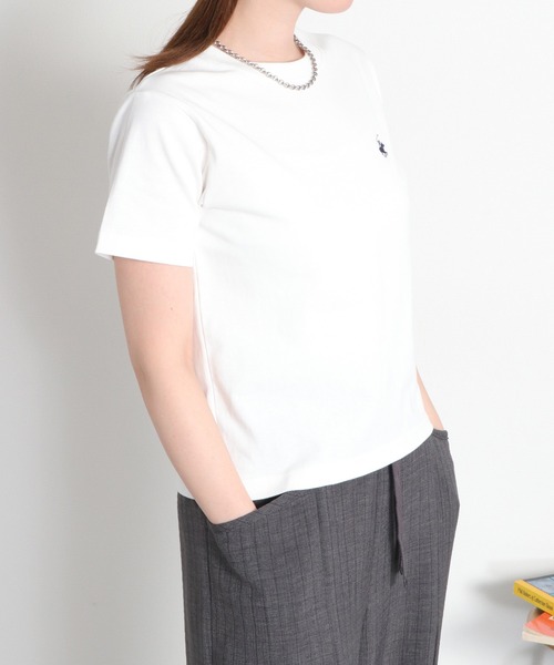 BEVERLY HILLS POLO CLUB(ビバリーヒルズポロクラブ)の「【BEVERLY HILLS POLO CLUB】ロゴ刺繍コンパクト半袖Tee(Tシャツ/カットソー・レディース・ホワイト/オレンジ/スミクロ・M)」の14枚目の写真