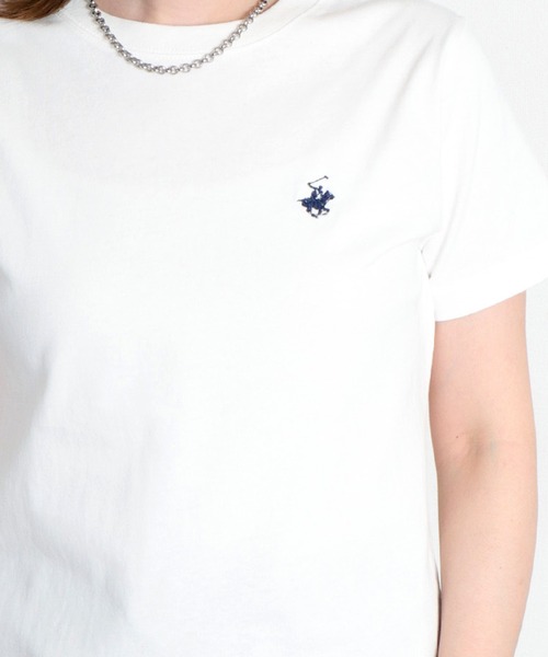 BEVERLY HILLS POLO CLUB(ビバリーヒルズポロクラブ)の「【BEVERLY HILLS POLO CLUB】ロゴ刺繍コンパクト半袖Tee(Tシャツ/カットソー・レディース・ホワイト/オレンジ/スミクロ・M)」の16枚目の写真