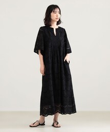 Demi-Luxe BEAMS | ne Quittez pas / ドット へムラ刺繍 ドレス(ワンピース)