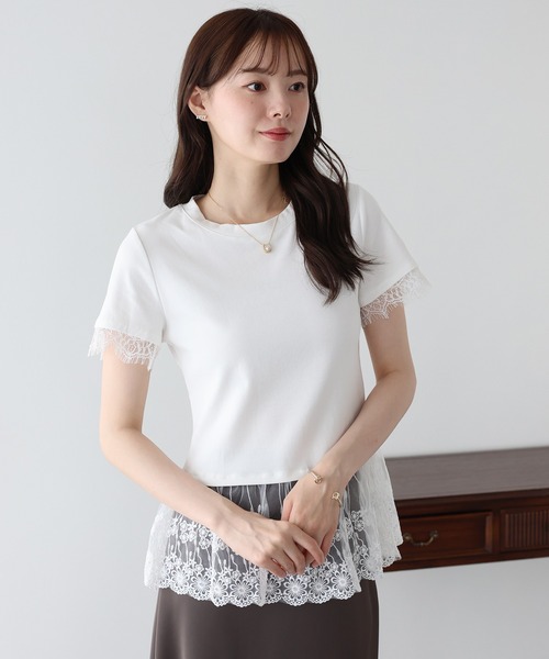 BLUEEAST(ブルーイースト)の「レースドッキングTシャツ(Tシャツ/カットソー・レディース・ブラック/グレー/ホワイト・MEDIUM)」の22枚目の写真