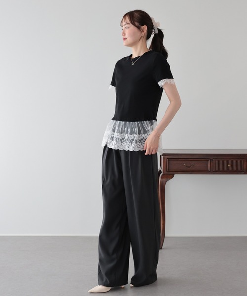 BLUEEAST(ブルーイースト)の「レースドッキングTシャツ(Tシャツ/カットソー・レディース・ブラック/グレー/ホワイト・MEDIUM)」の10枚目の写真