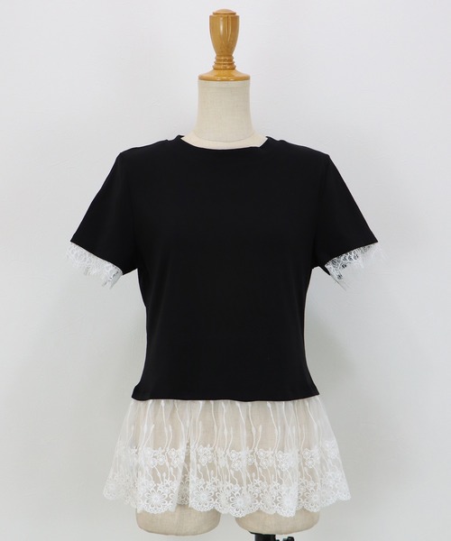 BLUEEAST(ブルーイースト)の「レースドッキングTシャツ(Tシャツ/カットソー・レディース・ブラック/グレー/ホワイト・MEDIUM)」の16枚目の写真