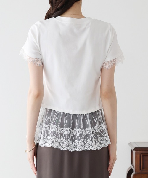 BLUEEAST(ブルーイースト)の「レースドッキングTシャツ(Tシャツ/カットソー・レディース・ブラック/グレー/ホワイト・MEDIUM)」の13枚目の写真