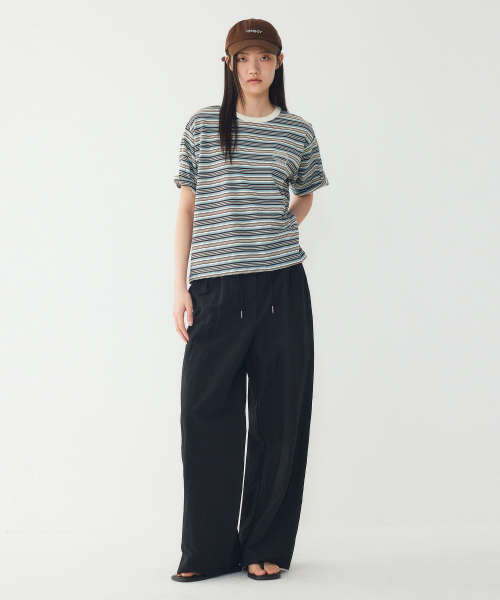 STUDIO TOMBOY(スタジオトムボーイ)の「マルチストライプクロップTシャツ_ブルー 9176322976(Tシャツ/カットソー・レディース・ブルー・OS)」の4枚目の写真