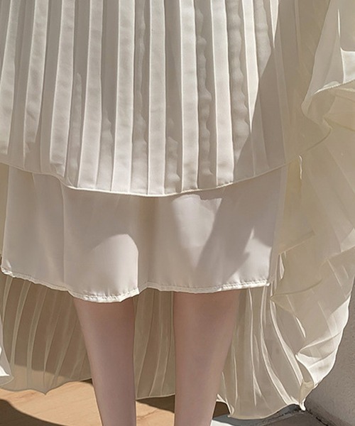 DAY CLOSET(デイ クローゼット)の「【ロング丈/裏地付き】涼し気シャリ感。ふんわりシアープリーツスカート レディース(スカート・レディース・ブラック/アイボリー・M/L)」の7枚目の写真
