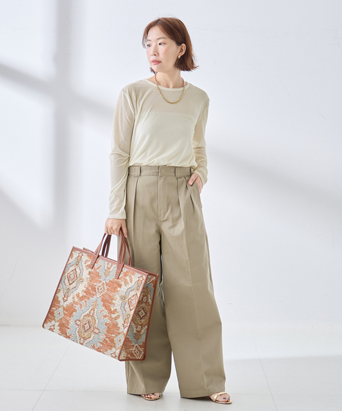 journal standard L'essage(ジャーナルスタンダードレサージュ)の「《追加》ベロアロングスリーブプルオーバー(Tシャツ/カットソー・レディース・アイボリー/ブラウン/ネイビー・FREE)」の4枚目の写真