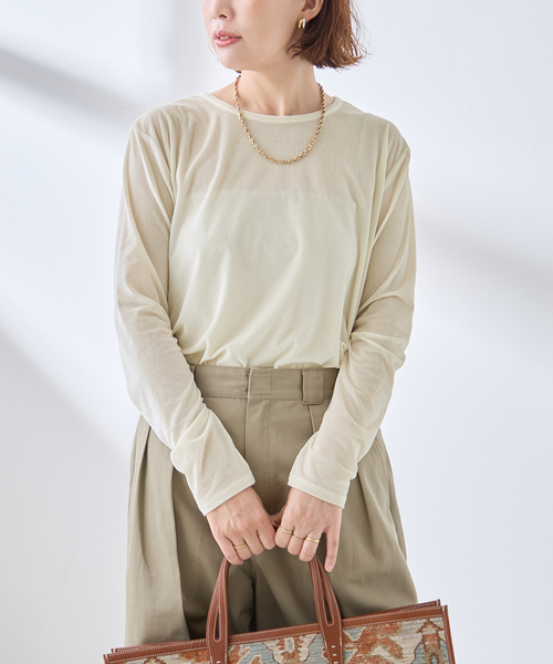 journal standard L'essage(ジャーナルスタンダードレサージュ)の「《追加》ベロアロングスリーブプルオーバー(Tシャツ/カットソー・レディース・アイボリー/ブラウン/ネイビー・FREE)」の7枚目の写真