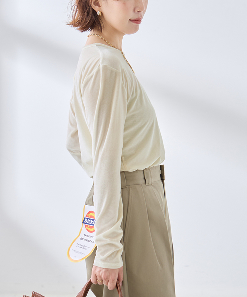 journal standard L'essage(ジャーナルスタンダードレサージュ)の「《追加》ベロアロングスリーブプルオーバー(Tシャツ/カットソー・レディース・アイボリー/ブラウン/ネイビー・FREE)」の8枚目の写真