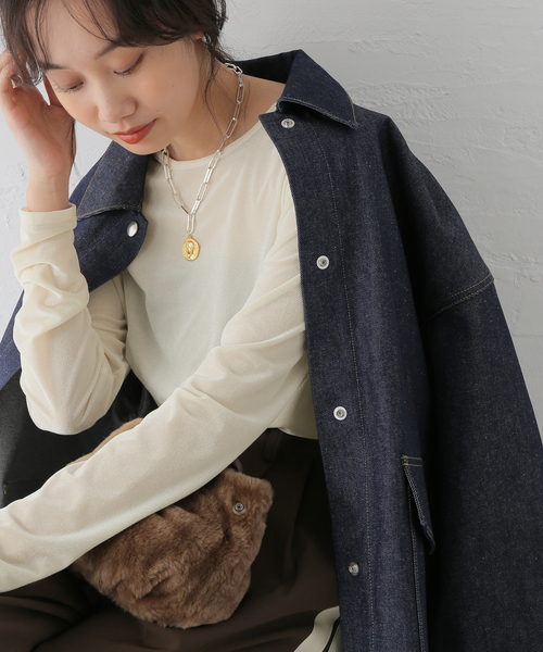 journal standard L'essage(ジャーナルスタンダードレサージュ)の「《追加》ベロアロングスリーブプルオーバー(Tシャツ/カットソー・レディース・アイボリー/ブラウン/ネイビー・FREE)」の12枚目の写真