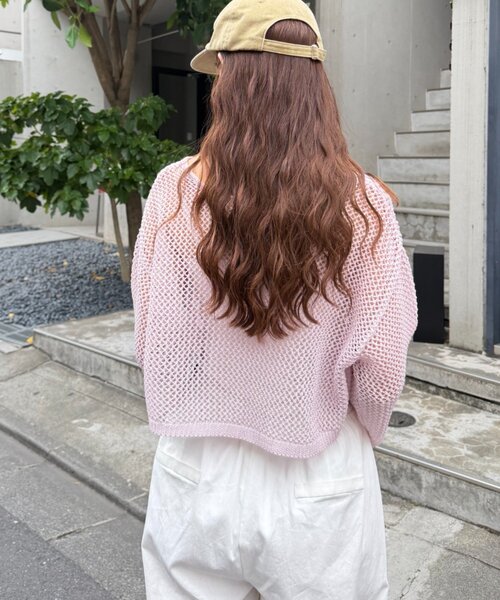 w closet（ダブルクローゼット）の「ラメメッシュリボンボレロ カーディガン（ニット/セーター・レディース・グレー/ピンク/ブラック/オフホワイト・FREE）」の15枚目の写真