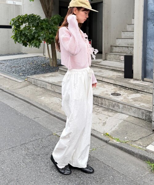 w closet（ダブルクローゼット）の「ラメメッシュリボンボレロ カーディガン（ニット/セーター・レディース・グレー/ピンク/ブラック/オフホワイト・FREE）」の18枚目の写真