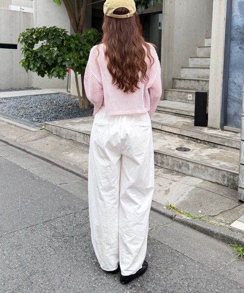w closet（ダブルクローゼット）の「ラメメッシュリボンボレロ カーディガン（ニット/セーター・レディース・グレー/ピンク/ブラック/オフホワイト・FREE）」の19枚目の写真