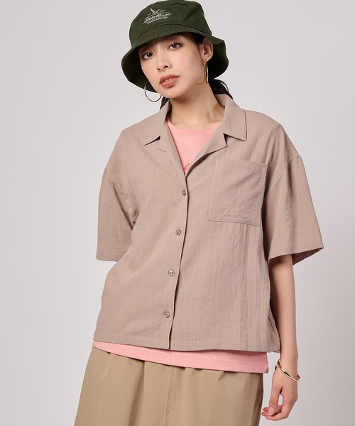 Eddie Bauer（エディーバウアー）の「クレープ オープンカラー 半袖ブラウス（シャツ/ブラウス・レディース・ライトグレー/ライトブルー/ベージュ・XL/S/M/L）」の3枚目の写真