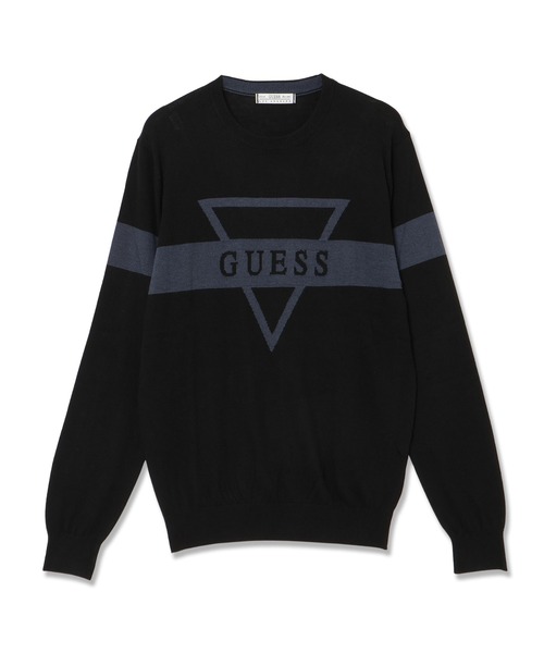 Guess（ゲス）の「MARK Logo Jacquard Sweater ニット セーター ロゴセーター（ニット/セーター・メンズ・クリーム/ブラック・SMALL/MEDIUM/LARGE/X-LARGE）」の2枚目の写真