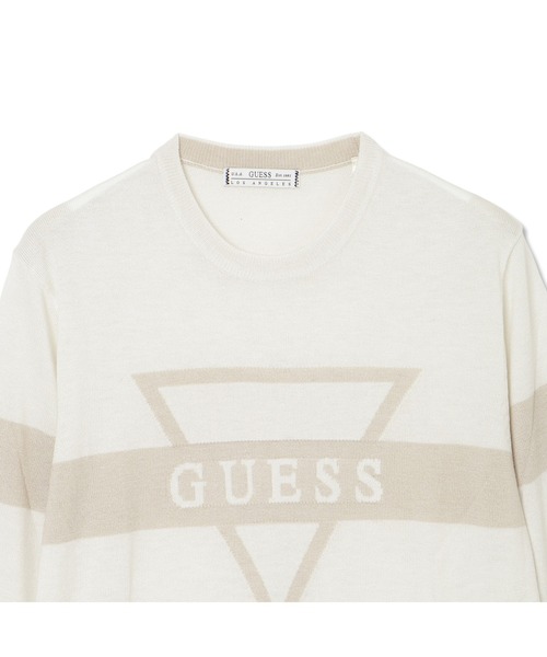 Guess（ゲス）の「MARK Logo Jacquard Sweater ニット セーター ロゴセーター（ニット/セーター・メンズ・クリーム/ブラック・SMALL/MEDIUM/LARGE/X-LARGE）」の5枚目の写真