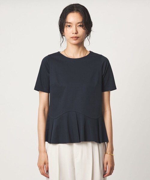 green label relaxing（グリーンレーベルリラクシング）の「スムース イレヘム ペプラム カットソー 接触冷感（Tシャツ/カットソー・レディース・ブラック/ホワイト/ネイビー・FREE）」の7枚目の写真