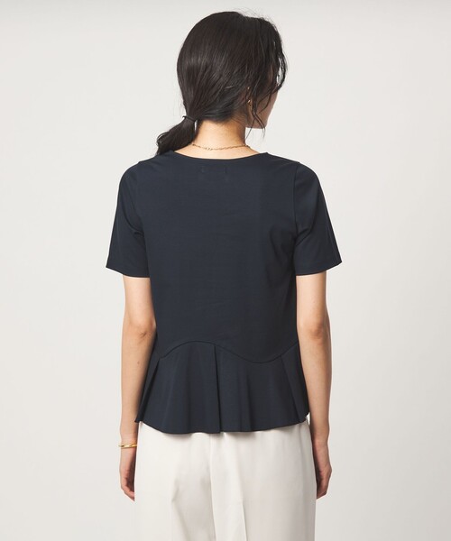 green label relaxing（グリーンレーベルリラクシング）の「スムース イレヘム ペプラム カットソー 接触冷感（Tシャツ/カットソー・レディース・ブラック/ホワイト/ネイビー・FREE）」の9枚目の写真