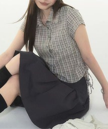 HALEY PESCA/サイドドロスト チェック柄半袖シャツ