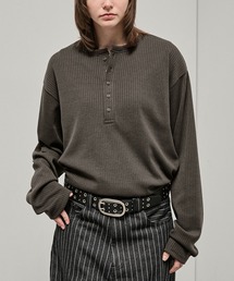 【Alfred Alex】Military Ribbed Henley T-Shirt / テレコリブ ヘンリーネック長袖Tシャツ