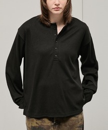 【Alfred Alex】Military Ribbed Henley T-Shirt / テレコリブ ヘンリーネック長袖Tシャツ