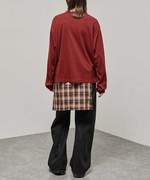 Alfred Alex(アルフレッドアレックス)の「【Alfred Alex】Military Ribbed Henley T-Shirt / テレコリブ ヘンリーネック長袖Tシャツ(Tシャツ/カットソー・メンズ・チャコール/オフホワイト/ブラック/杢グレー/ダークブラウン系/ダークネイビー/レッド・M/L)」の14枚目の写真