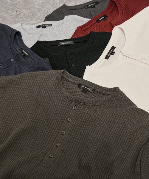 Alfred Alex(アルフレッドアレックス)の「【Alfred Alex】Military Ribbed Henley T-Shirt / テレコリブ ヘンリーネック長袖Tシャツ(Tシャツ/カットソー・メンズ・チャコール/オフホワイト/ブラック/杢グレー/ダークブラウン系/ダークネイビー/レッド・M/L)」の17枚目の写真