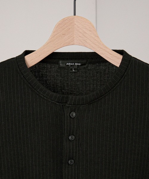 Alfred Alex(アルフレッドアレックス)の「【Alfred Alex】Military Ribbed Henley T-Shirt / テレコリブ ヘンリーネック長袖Tシャツ(Tシャツ/カットソー・メンズ・チャコール/オフホワイト/ブラック/杢グレー/ダークブラウン系/ダークネイビー/レッド・M/L)」の21枚目の写真