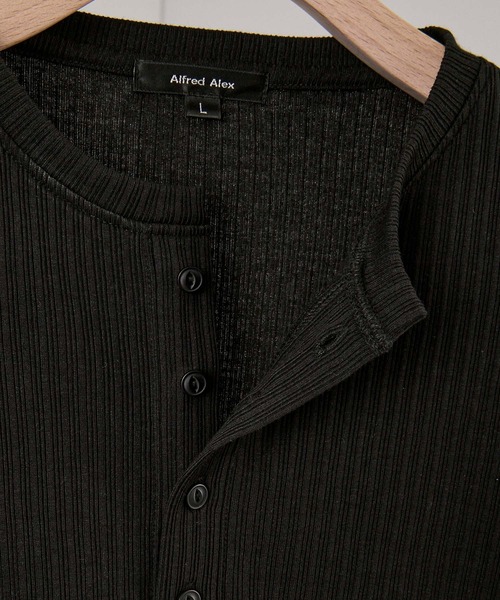 Alfred Alex(アルフレッドアレックス)の「【Alfred Alex】Military Ribbed Henley T-Shirt / テレコリブ ヘンリーネック長袖Tシャツ(Tシャツ/カットソー・メンズ・チャコール/オフホワイト/ブラック/杢グレー/ダークブラウン系/ダークネイビー/レッド・M/L)」の22枚目の写真
