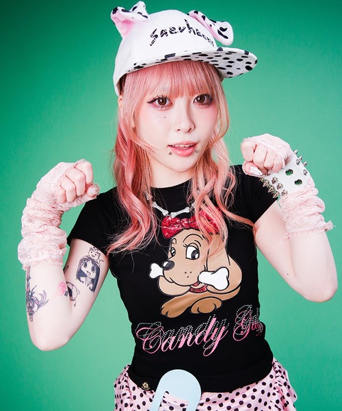 GALFY(ガルフィー)の「【GALFY/ガルフィー】キラピカラブリィTee(Tシャツ/カットソー・レディース・ホワイト/ブラック/ピンク・S/M)」の2枚目の写真