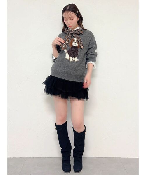 dazzlin(ダズリン)の「ブリティッシュドッグジャカードニット(ニット/セーター・レディース・レッド/チャコールグレー・FREE)」の22枚目の写真