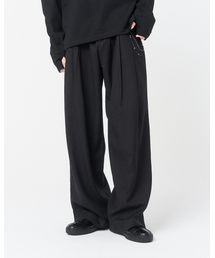 Two tuck wide pants BLACK