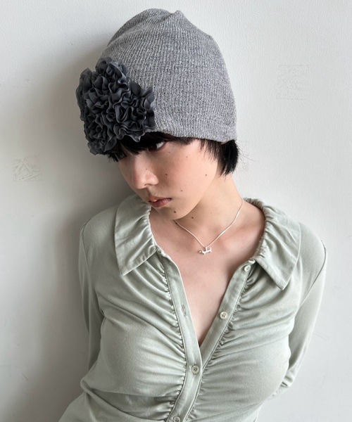 igi(イジ)の「Mellow gather cardi top / ソフトストレッチギャザートップス(シャツ/ブラウス・レディース・ブラウン/ミント/チャコールグレー・FREE)」の6枚目の写真