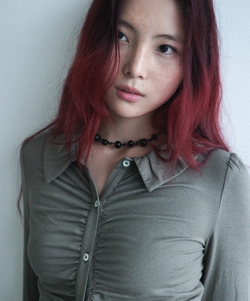 igi(イジ)の「Mellow gather cardi top / ソフトストレッチギャザートップス(シャツ/ブラウス・レディース・ブラウン/ミント/チャコールグレー・FREE)」の9枚目の写真