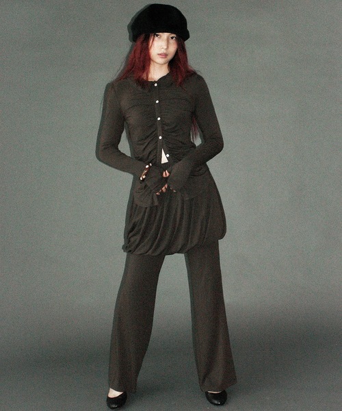 igi(イジ)の「Mellow gather cardi top / ソフトストレッチギャザートップス(シャツ/ブラウス・レディース・ブラウン/ミント/チャコールグレー・FREE)」の17枚目の写真
