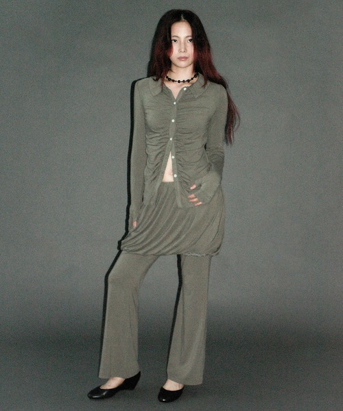 igi(イジ)の「Mellow gather cardi top / ソフトストレッチギャザートップス(シャツ/ブラウス・レディース・ブラウン/ミント/チャコールグレー・FREE)」の18枚目の写真