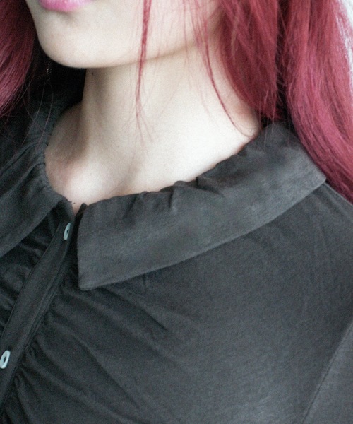 igi(イジ)の「Mellow gather cardi top / ソフトストレッチギャザートップス(シャツ/ブラウス・レディース・ブラウン/ミント/チャコールグレー・FREE)」の21枚目の写真