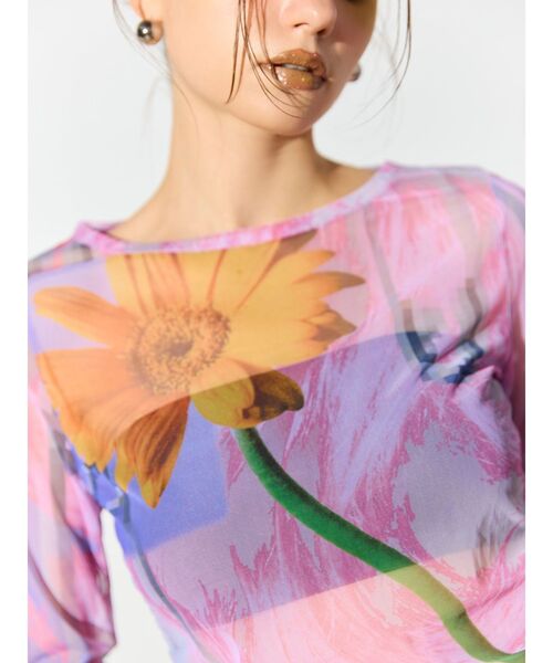 MURUA（ムルーア）の「【TONDABAYASHI RANコラボ】シアートップス（Tシャツ/カットソー・レディース・オレンジ/ピンク・FREE）」の7枚目の写真