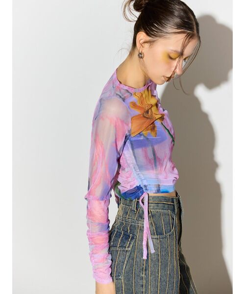 MURUA（ムルーア）の「【TONDABAYASHI RANコラボ】シアートップス（Tシャツ/カットソー・レディース・オレンジ/ピンク・FREE）」の9枚目の写真