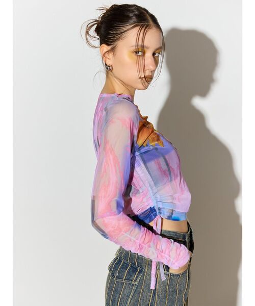 MURUA（ムルーア）の「【TONDABAYASHI RANコラボ】シアートップス（Tシャツ/カットソー・レディース・オレンジ/ピンク・FREE）」の10枚目の写真