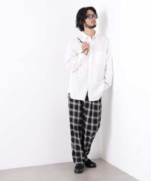 NANO universe(ナノユニバース)の「「ASSEMBLANC」 レーヨンオンブレーワイドトラウザー(セットアップ可)(その他パンツ・メンズ・その他1・M/L)」の4枚目の写真