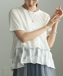 Sawa a la mode（サワアラモード）の「異素材ドットティアードカットソー（Tシャツ/カットソー）」