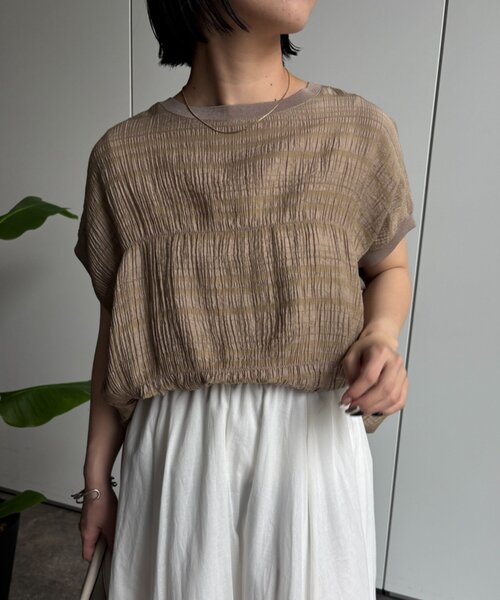 Jena espace merveilleux（ジェナ　エスパスメルヴェイユ）の「シャーリングブラウス（シャツ/ブラウス・レディース・グリーン/ベージュ/ブラック・FREE）」の13枚目の写真